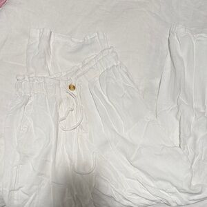 Lightweight White Drawstring Linen Pants